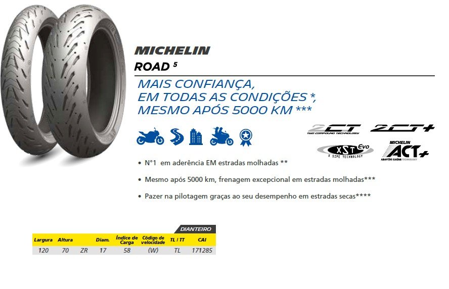 Pneu Michelin Road 5 120/70 ZR17 M/C 58W F TL