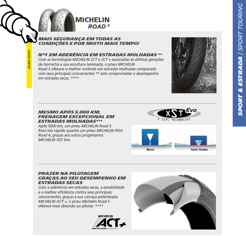 Pneu Michelin Road 5 190/55-17 ZR17 M/C 73W R TL