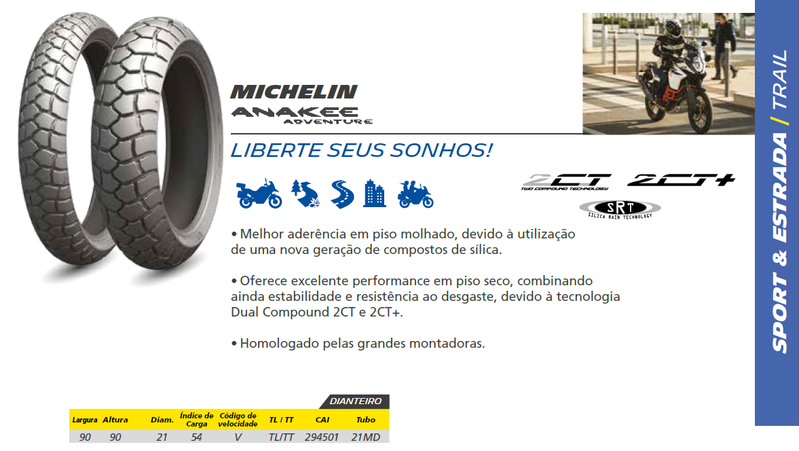 Pneu Michelin Anakee Adventure 90/90-21 54V F TL/TT
