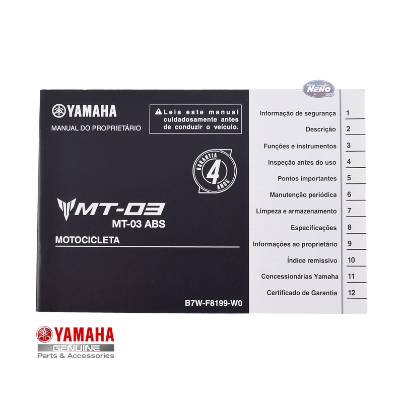 Motos Neno Shop - Manual do Proprietário MT 03 21-25