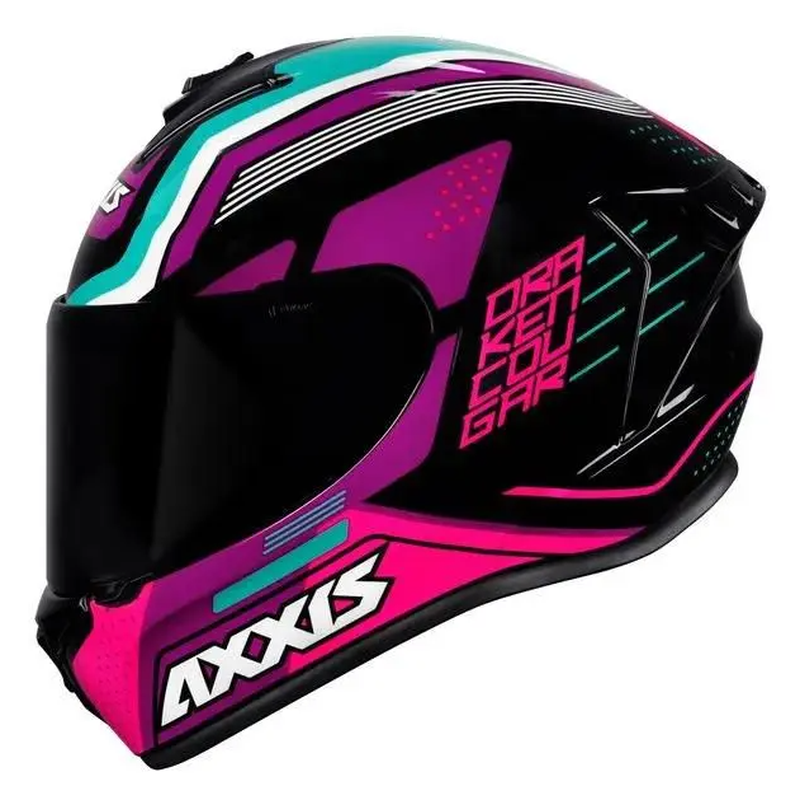 CAPACETE AXXIS DRAKEN COUGAR GLOSS BLK/PINK/TIFFANY