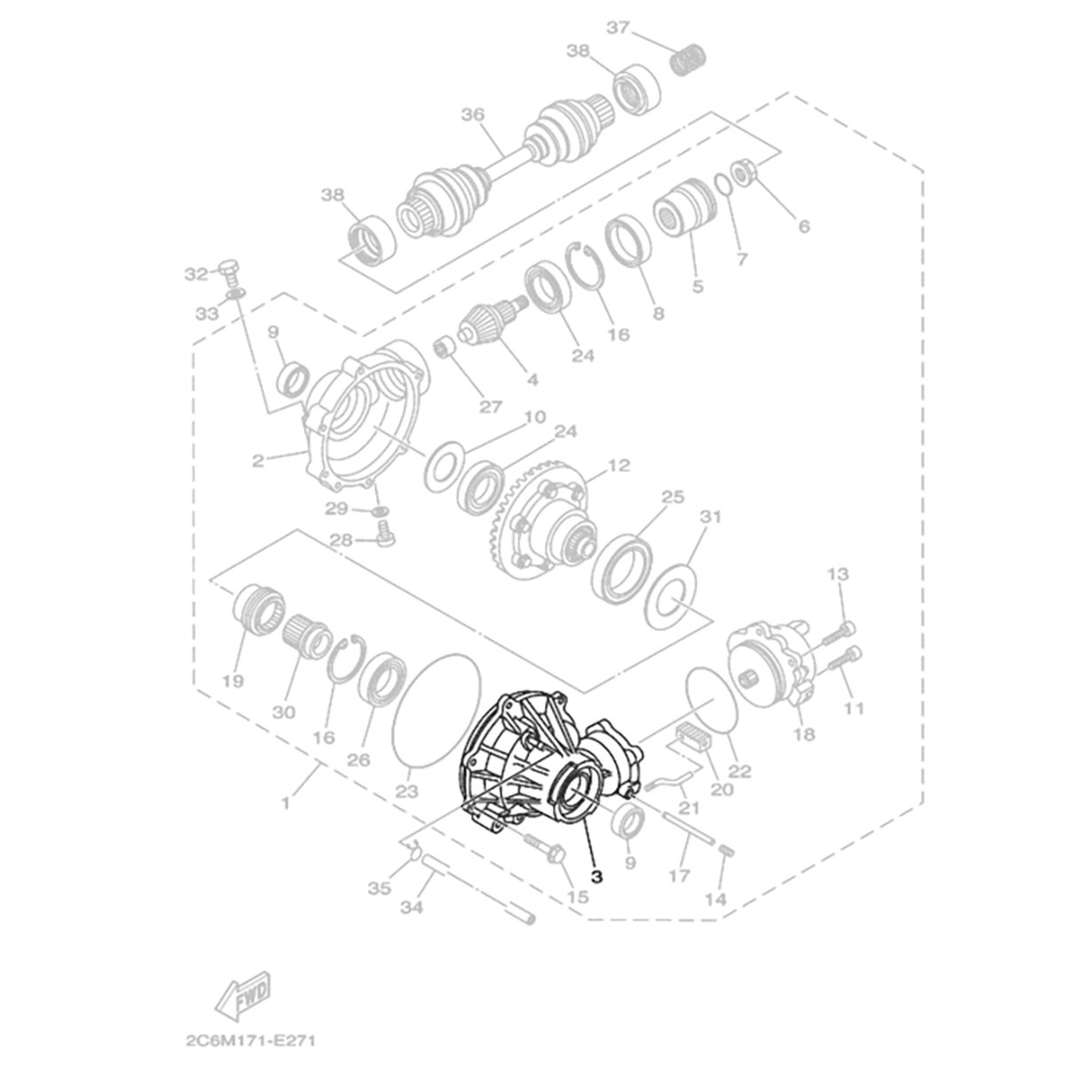 Caixa Esquerda Diferencial Dianteiro Grizzly 660 Original Yamaha