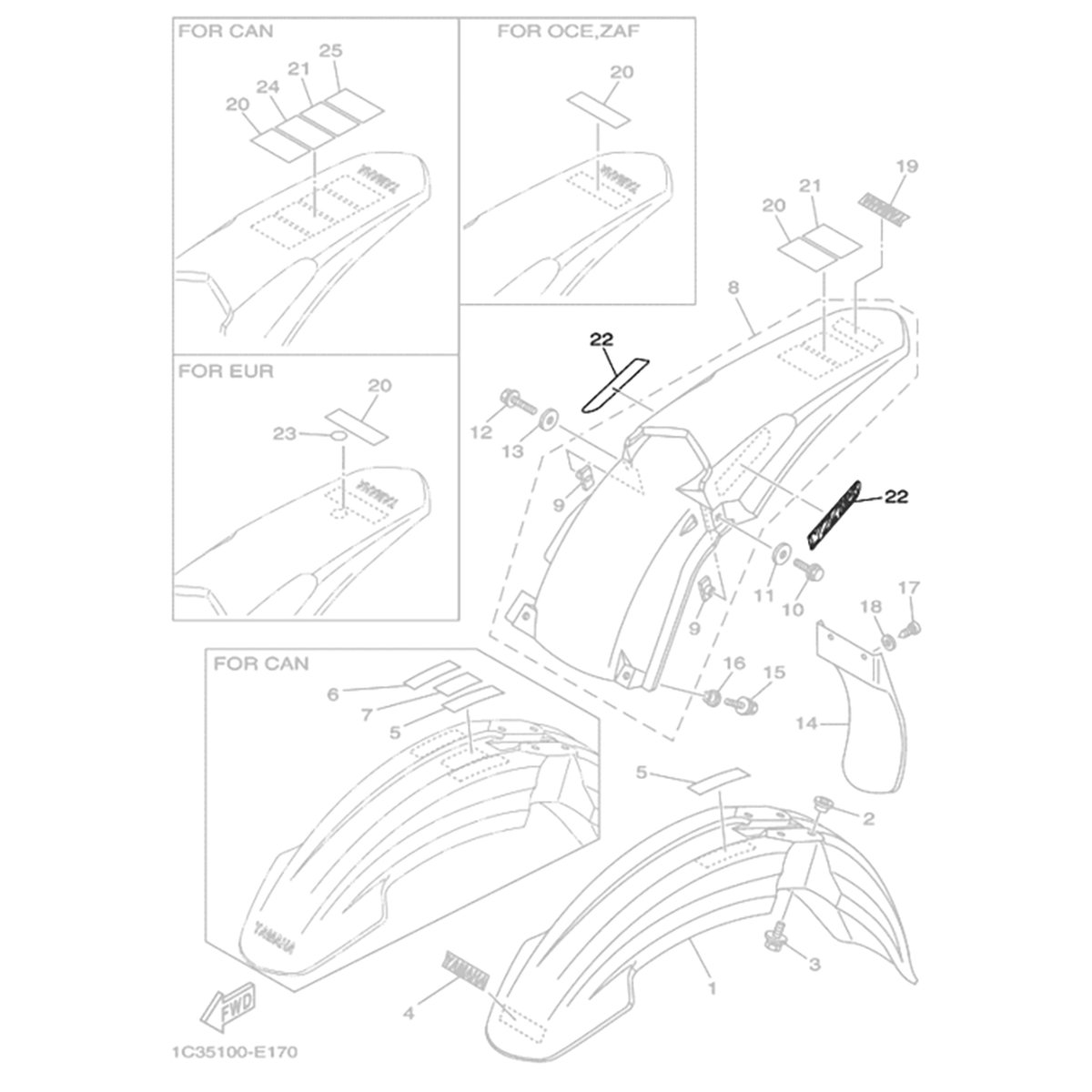 Adesivo Emblema Lateral Paralama Traseiro YZ 125 04-08 Original Yamaha