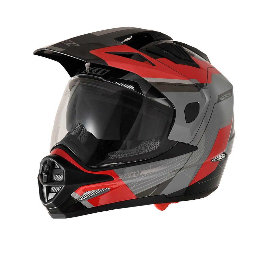 CAPACETE CROSSOVER ADVENTURE CINZA/VERMELHO BRILHO