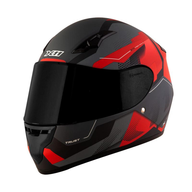 CAPACETE TRUST PRO TRANSIT CINZA/VERMELHO FOSCO COM VISEIRA EXTRA