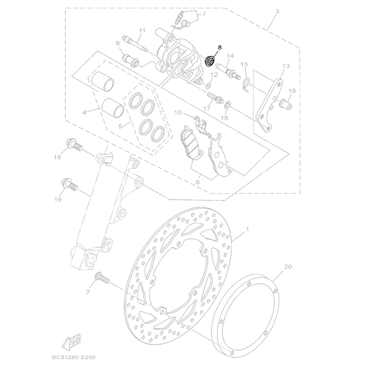 Capa da Pinça do Freio Neo 125 FZ25 Crosser Factor Lander Ténéré