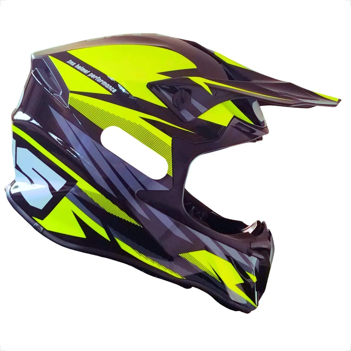 Capacete Ims Cross Revo Preto/Fluor/Branco Motocross Enduro Trilha  Velocross Bike